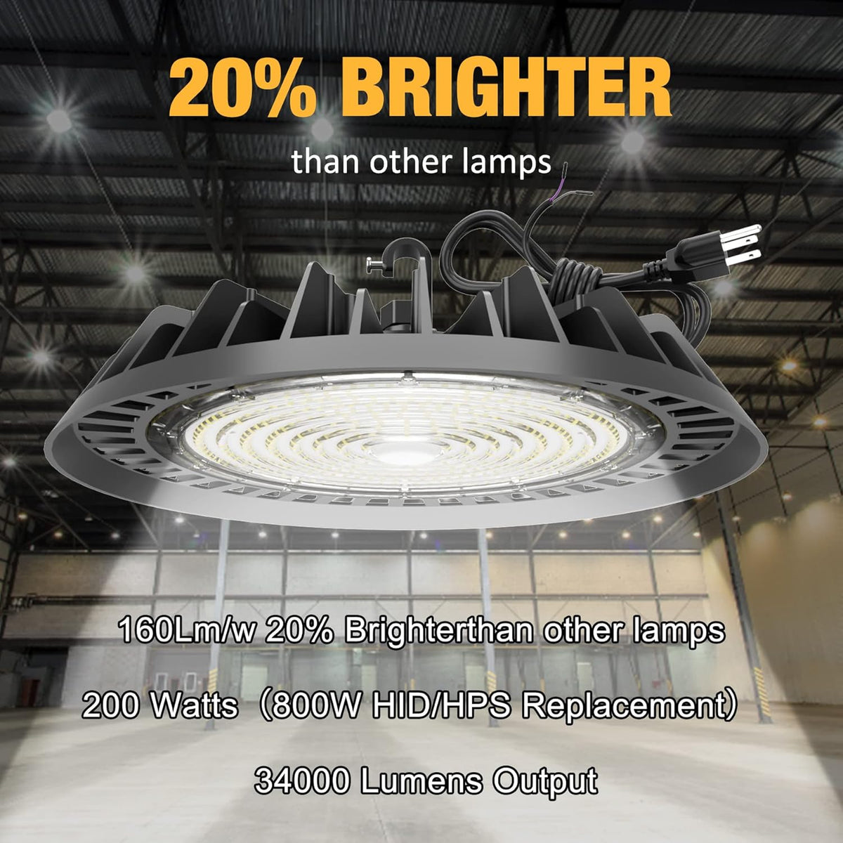 UFO High Bay LED Light 200W 32,000LM Dimmable with Plug B108415