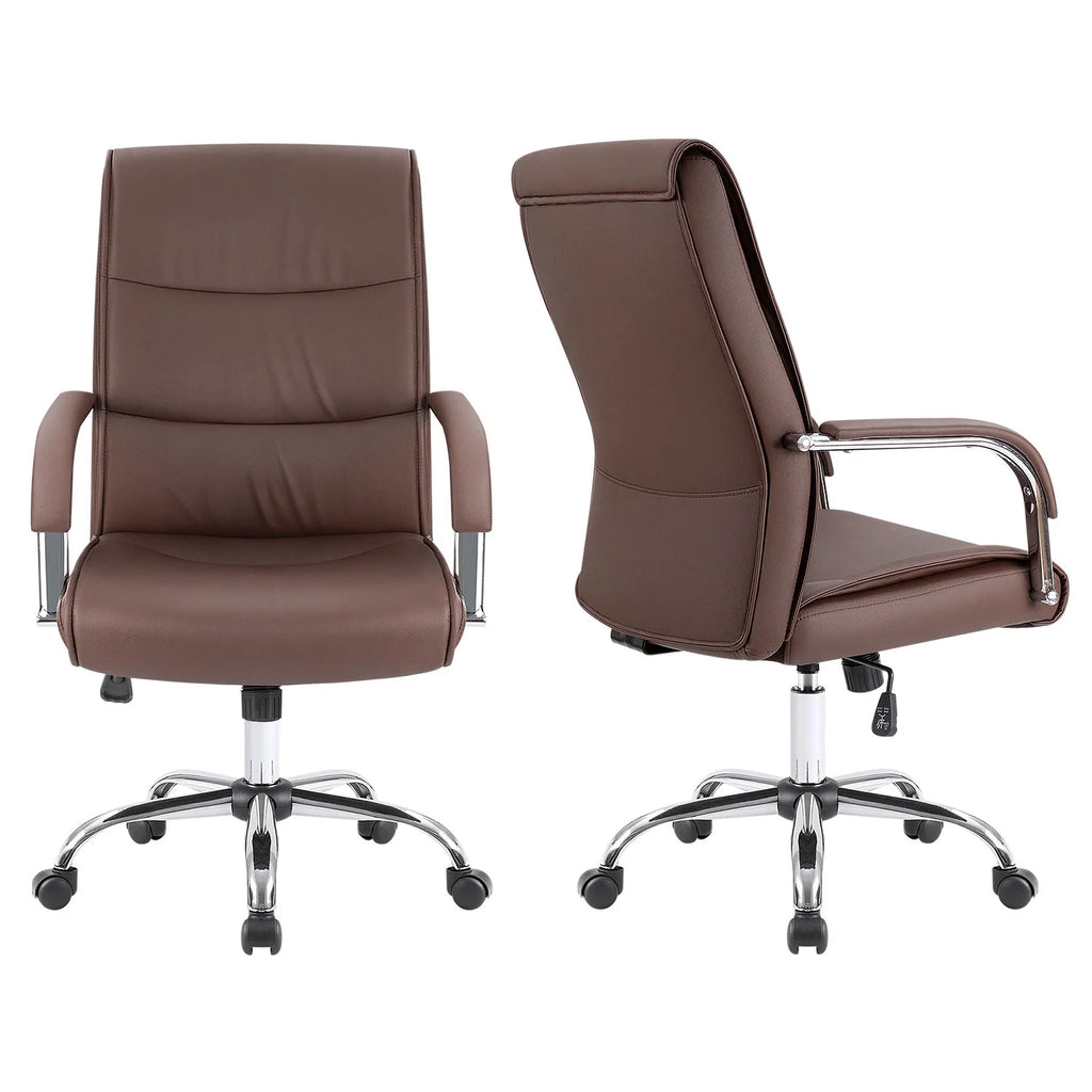 Brown Faux Leather Ergonomic Office Chair F594