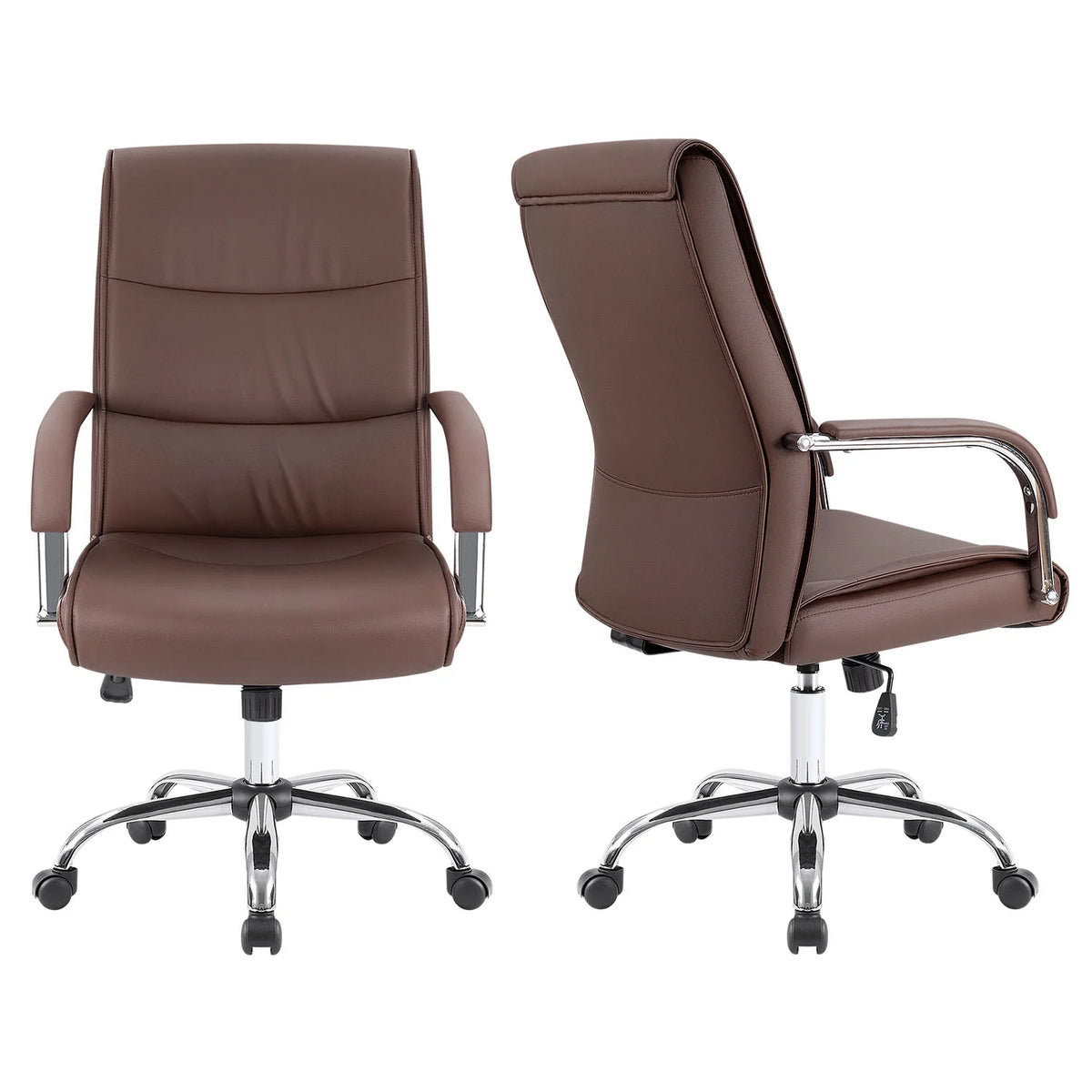 Brown Faux Leather Ergonomic Office Chair F594