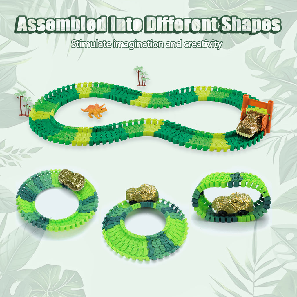 Dinosaur Truck Toys with Flexible Racetrack Cars and Dinosaurs F30252