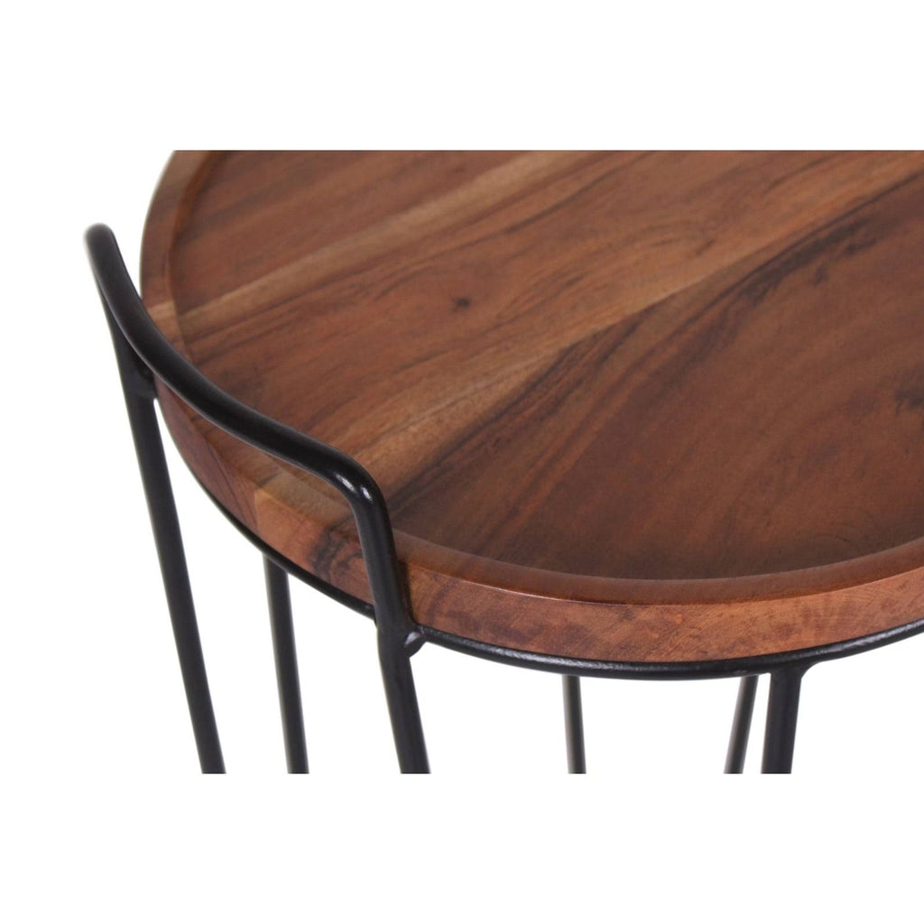 Iron & Acacia Nesting Tray Tables with Handles Set of 2 I872236