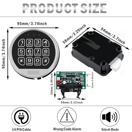 Chrome Digital Keypad Electronic Safe Lock C265215