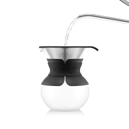 17oz Pour Over Coffee Maker with Reusable Stainless Steel Filter and Black Sleeve O684907