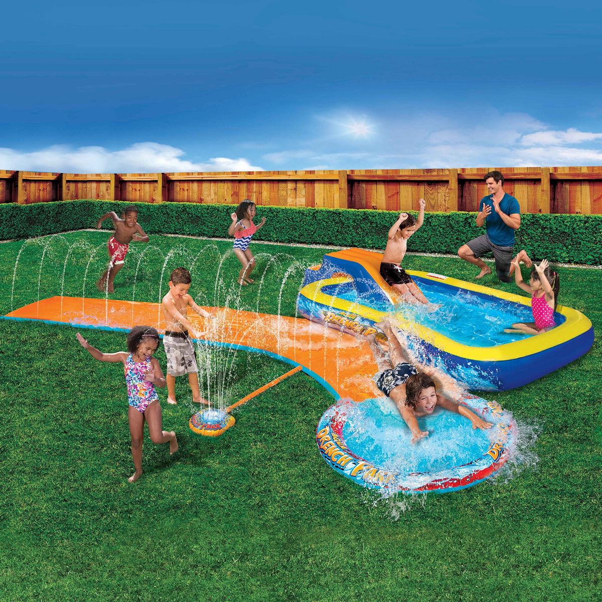 3-in-1 Splash Park with Pool, Sprinkler & Waterslide I37243