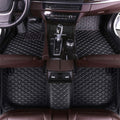 Black with Beige Stitching XPE Leather Car Floor Mats V169