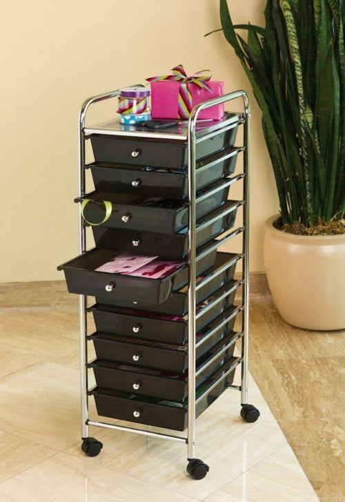 10 Drawer Organizer Cart Black H166013