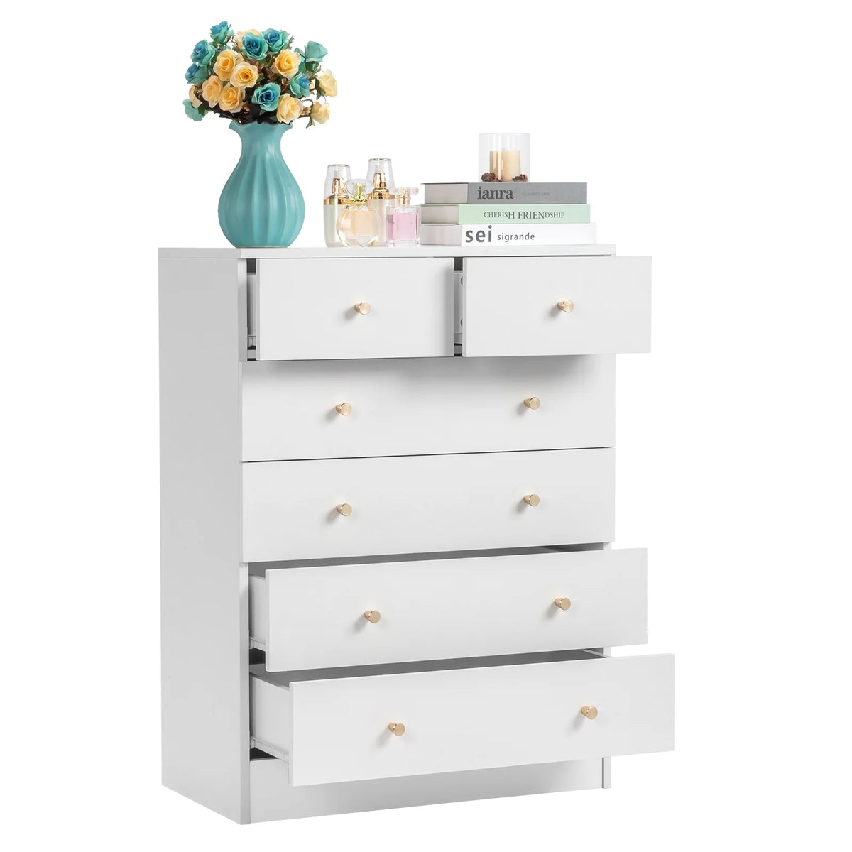 White 7 Drawer Wood Dresser O507868