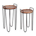 Iron & Acacia Nesting Tray Tables with Handles Set of 2 I872236