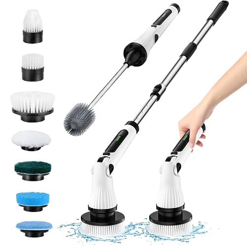 Cordless Electric Spin Scrubber with 8 Replaceable Brush Heads Z321