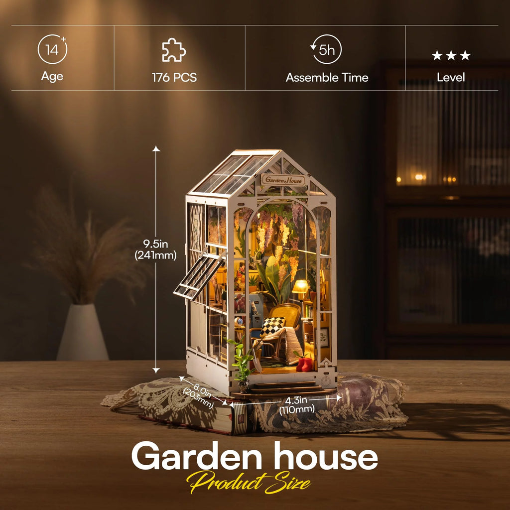 Book Nook Kit DIY Miniature House with LED Light Wooden Bookend Craft Diorama Kit P757751