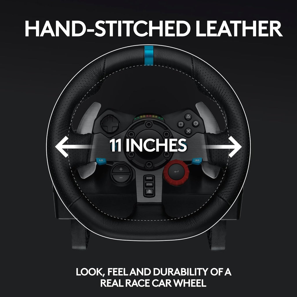 Black Leather Steering Wheel with Floor Pedals V128