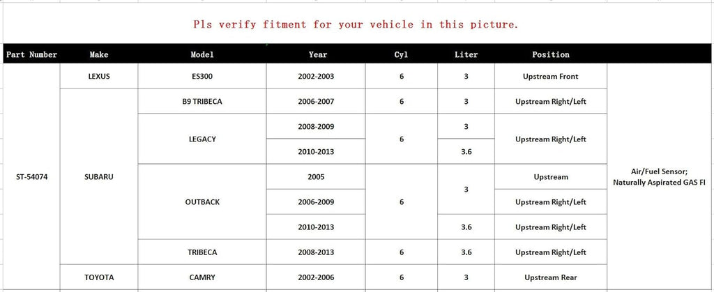 Oxygen O2 Sensor Upstream Air/Fuel Sensor D79064
