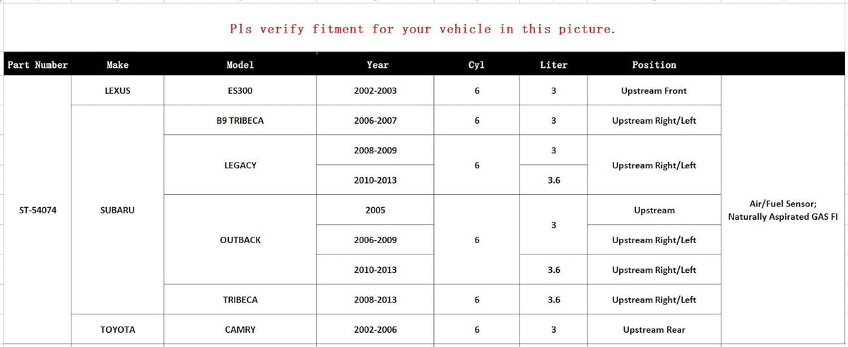 Oxygen O2 Sensor Upstream Air/Fuel Sensor D79064