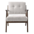 Brown Linen Rubberwood Arm Chair Q8884