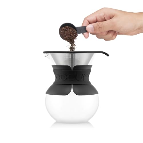 17oz Pour Over Coffee Maker with Reusable Stainless Steel Filter and Black Sleeve O684907