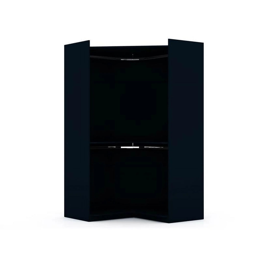 Midnight Blue Wood Corner Wardrobe Closet U4134