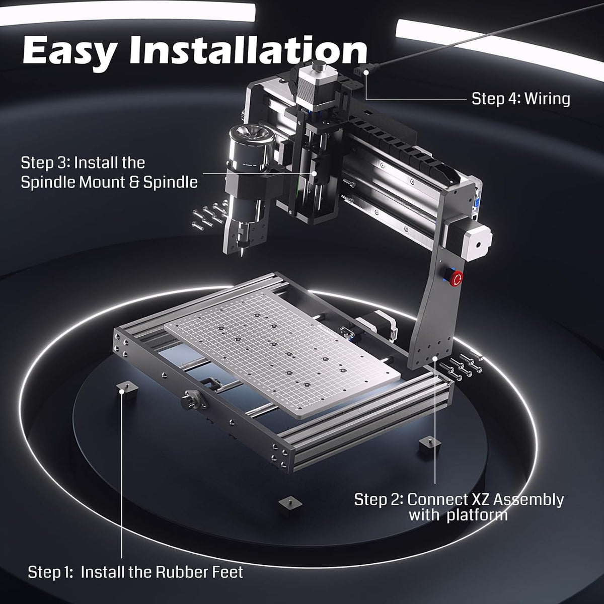 CNC Router Machine with 300W Brush DC Spindle Motor O4114