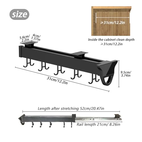 Multifunctional Slide Broom And Mop Organizer/storage, Hanging Garage Storage Rack (36cm/14.17inch) K59747