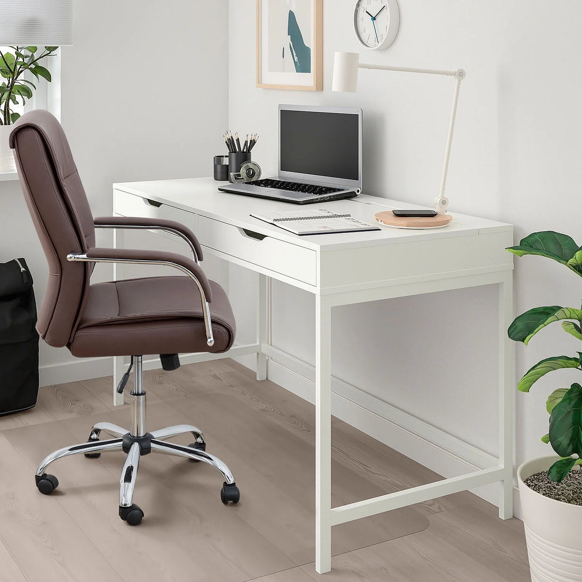 Brown Faux Leather Ergonomic Office Chair F594