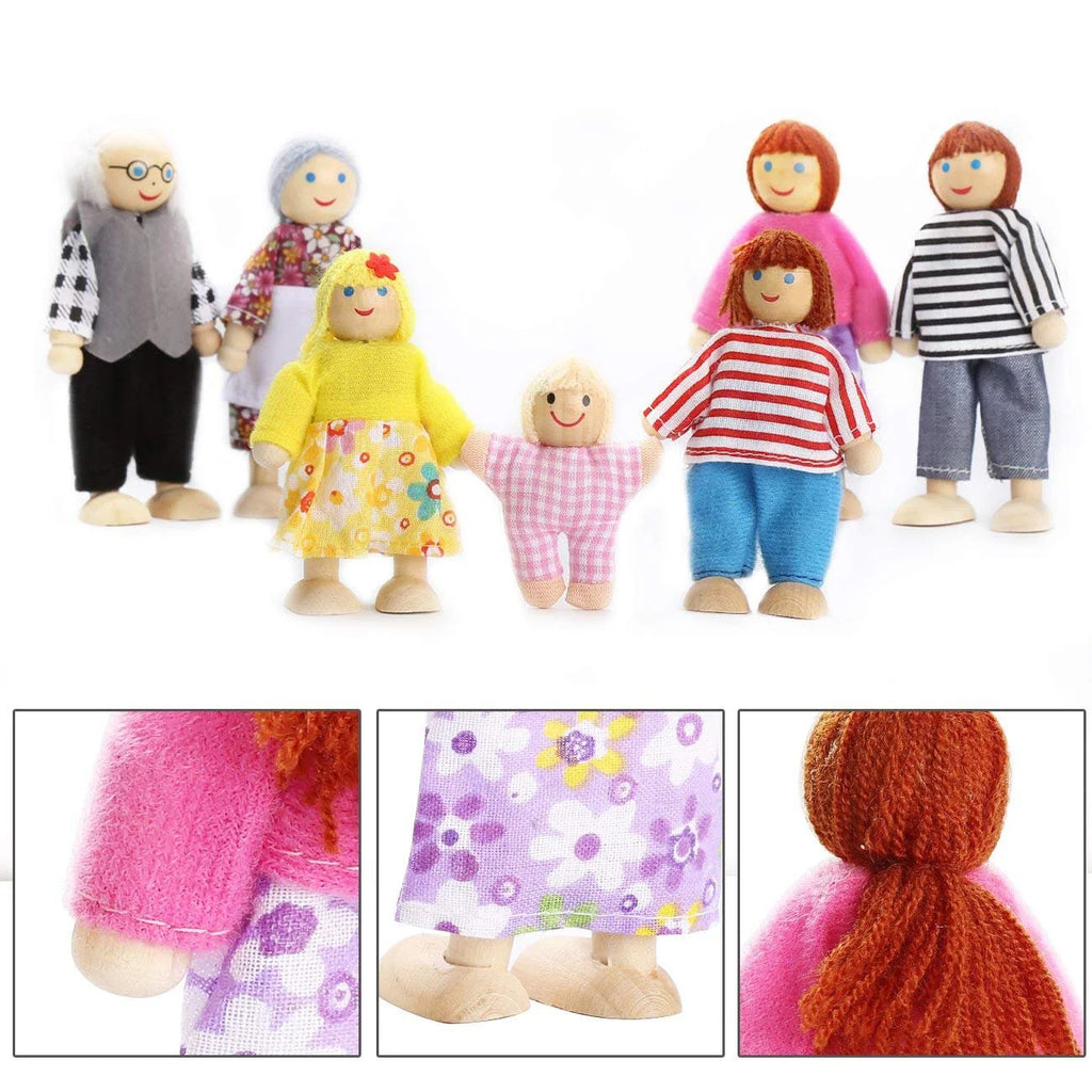 Wooden Dolls Playset Set of 7-Piece N92363