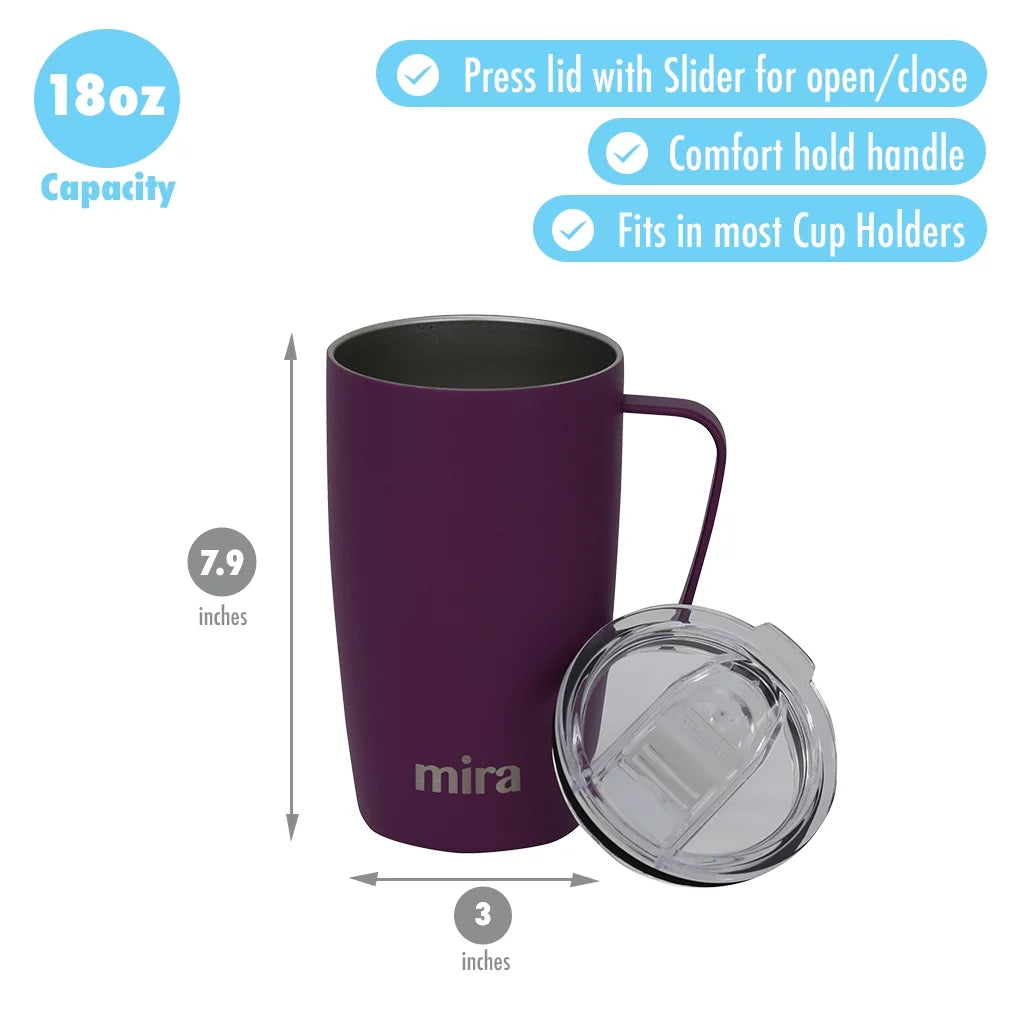 18oz Stainless Steel Vacuum Insulated Coffee Mug with Handle & Lid G69452