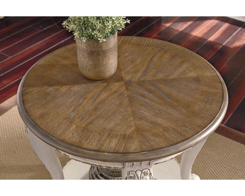 White/Brown End Table S1038