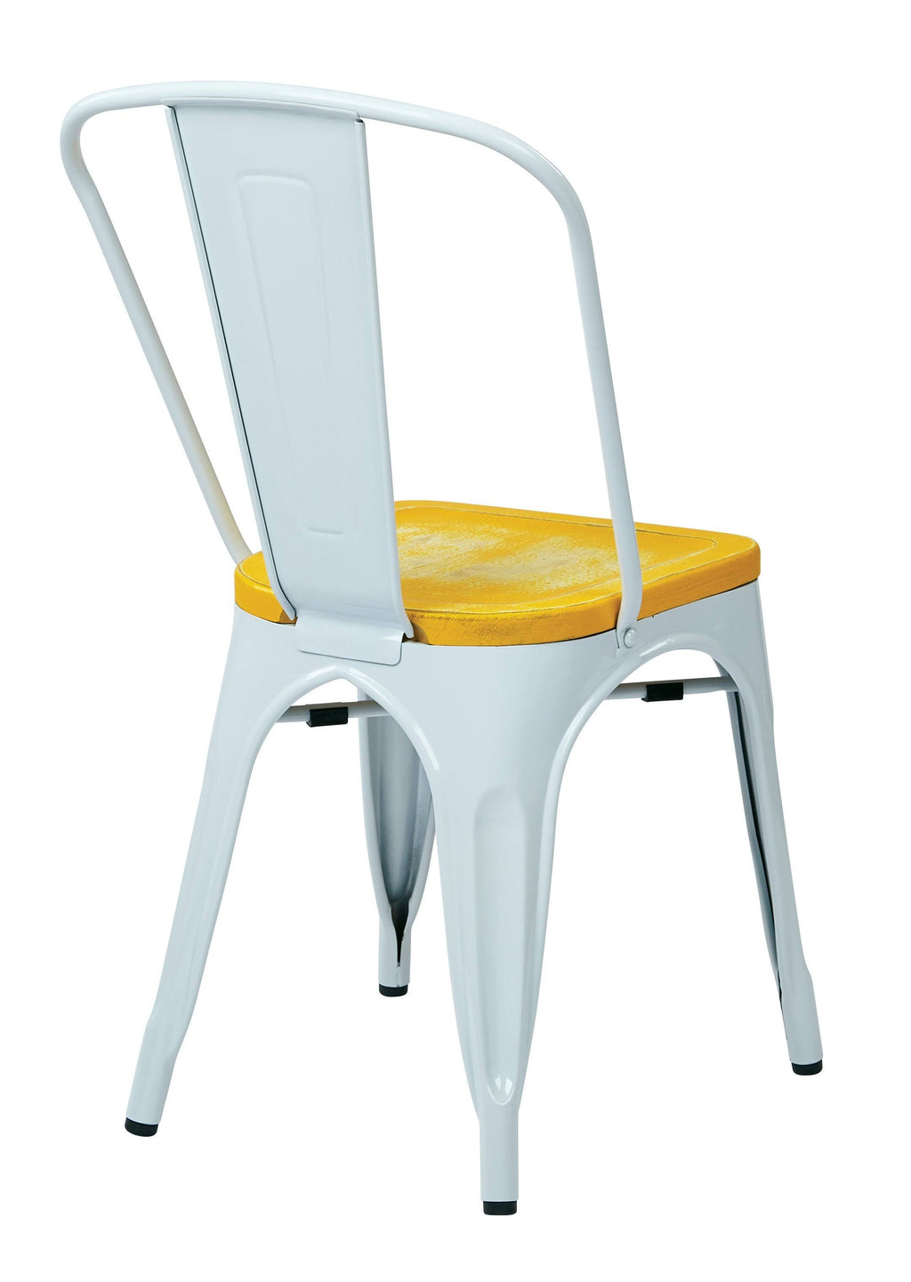White Metal Chair with Vintage Wood Seat K907
