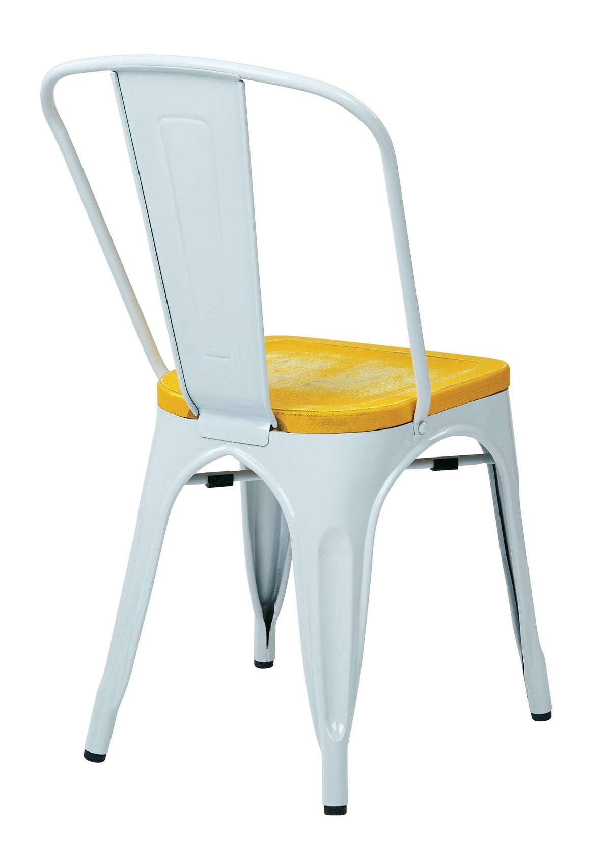 White Metal Chair with Vintage Wood Seat K907