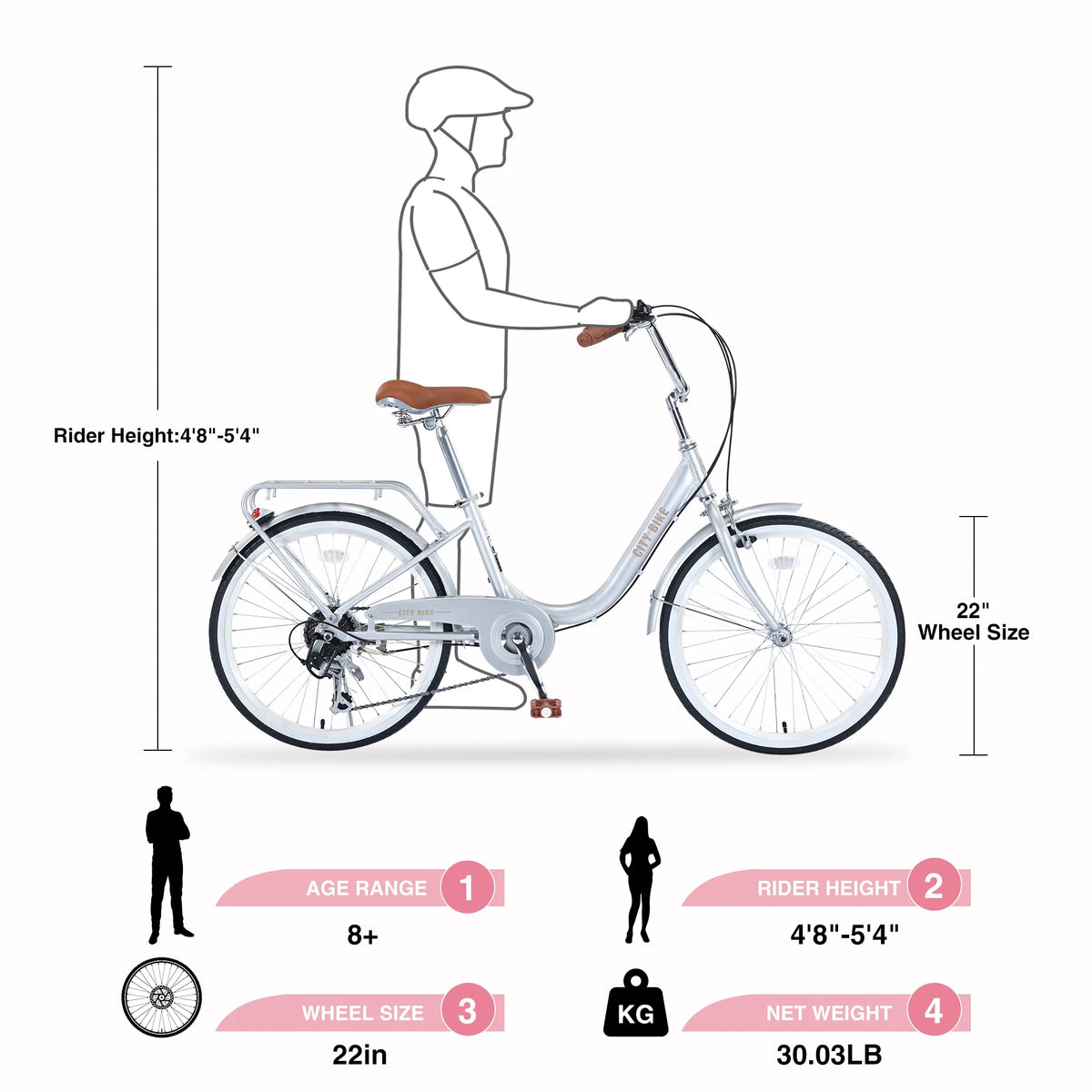 22 Inch Aluminum Alloy 7 Speed City Bike A775801
