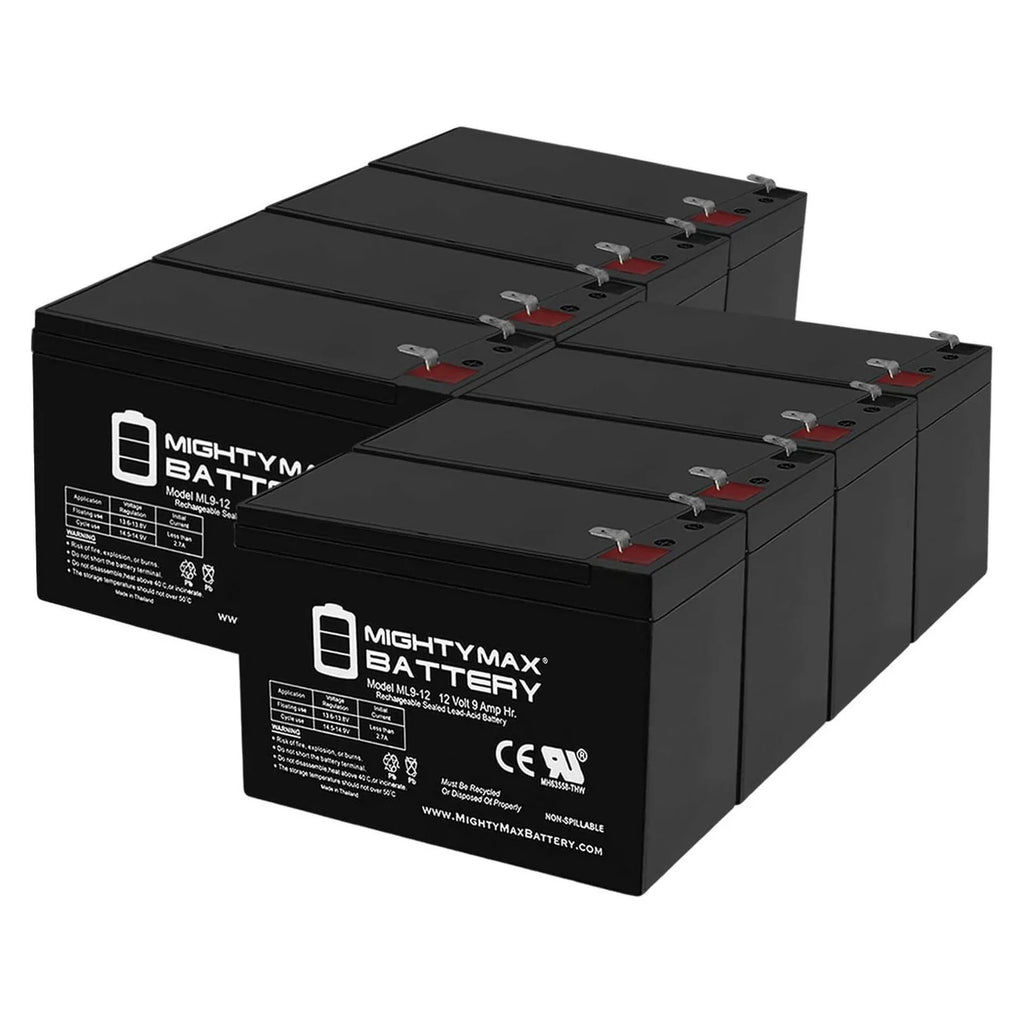 12V 9Ah Rechargeable SLA Battery 8 Pack W83683