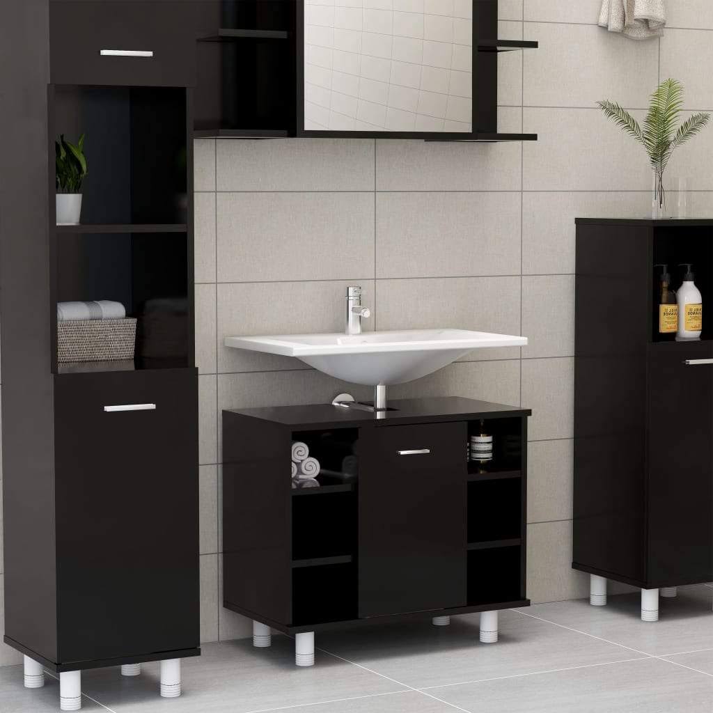 Black Chipboard Bathroom Cabinet G37325
