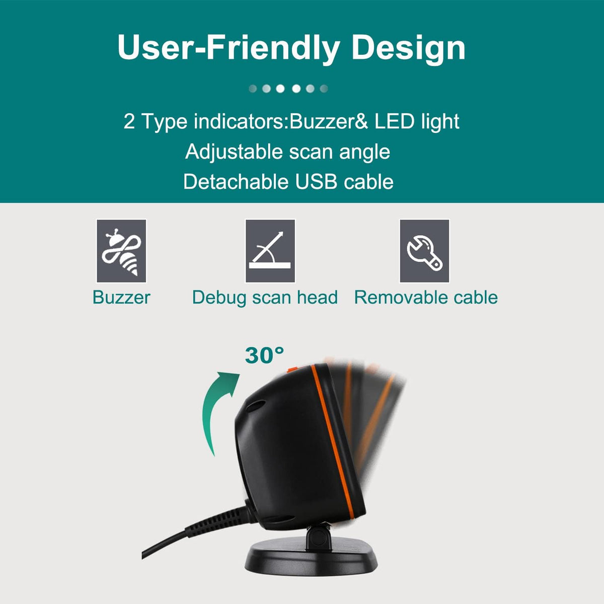 USB Wired Omnidirectional Barcode Scanner H85960
