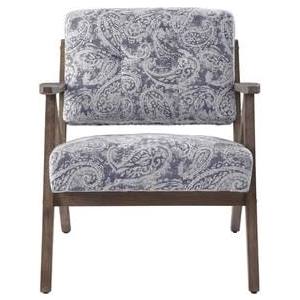 Brown Linen Rubberwood Arm Chair Q8884