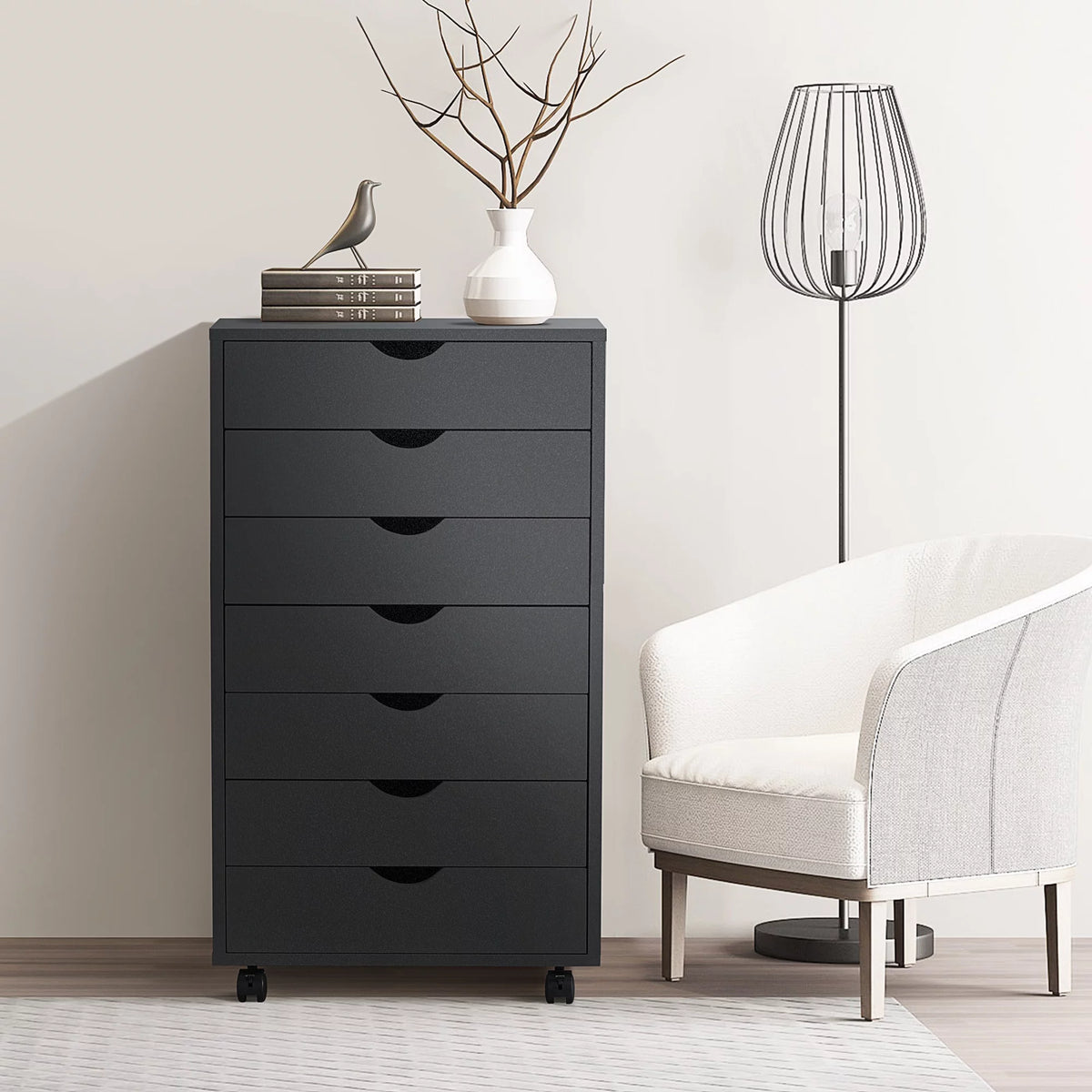 Black 7 Drawer Wood Dresser Y146156