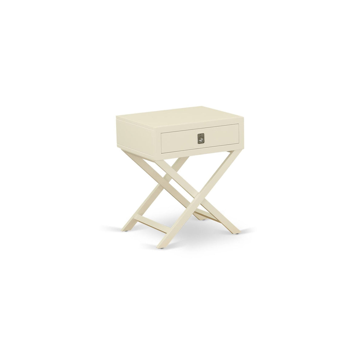 Square Night Stand End Table with Drawer in White Finish D65317