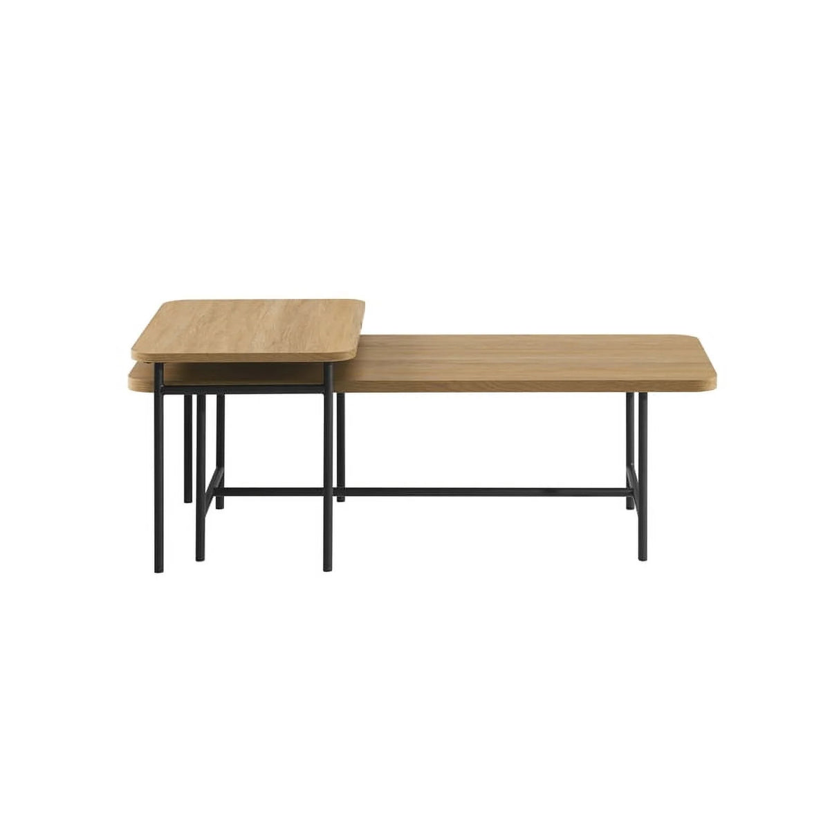 Oak Black 2-Piece Wood Nesting Coffee Table Y12495