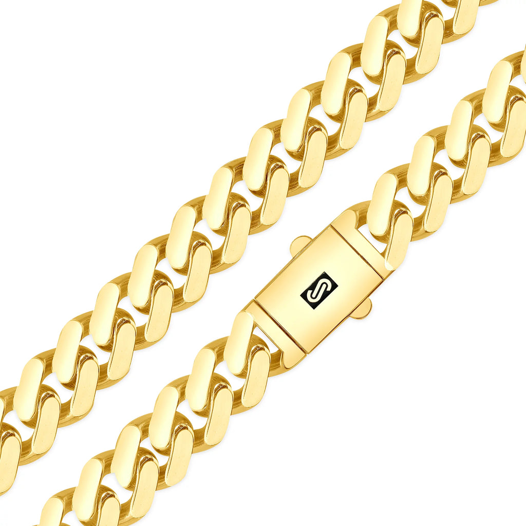 14k Yellow Gold 13mm Cuban Link Chain Necklace S9753