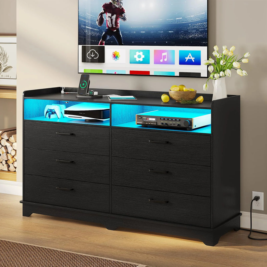 Black 6 Drawer Dresser S61326