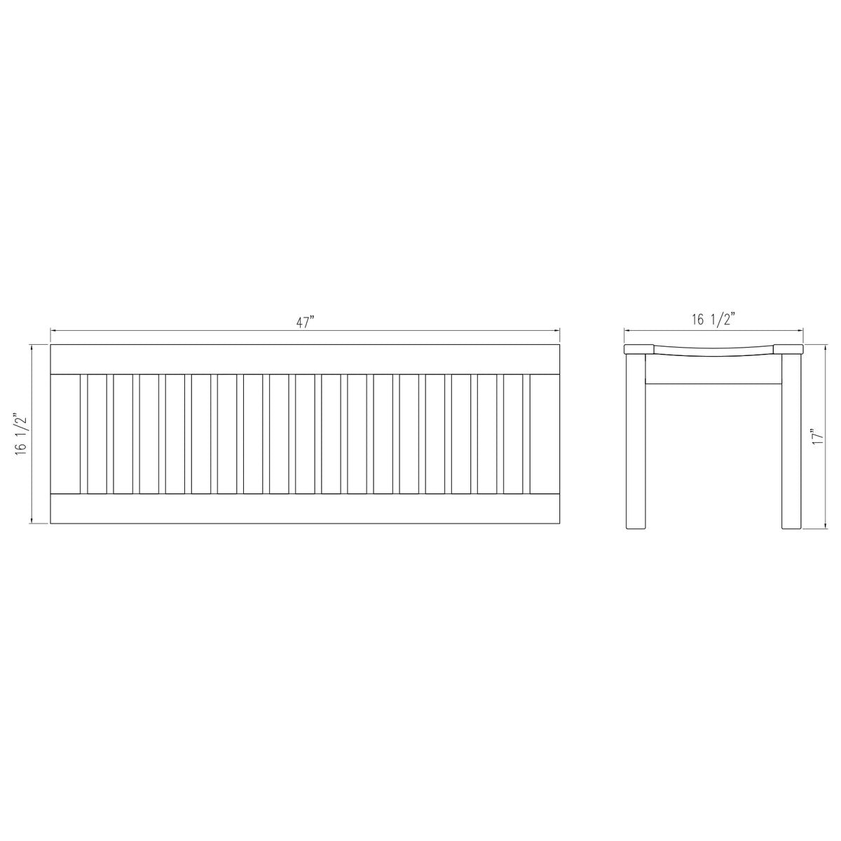 Solid Teak Wood Outdoor Backless Bench I7477