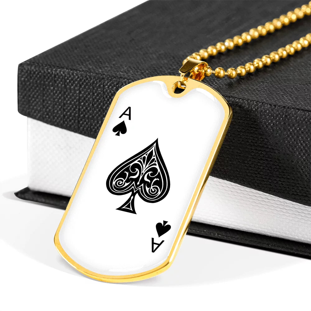 Stainless Steel or 18k Gold Dog Tag Necklace V402