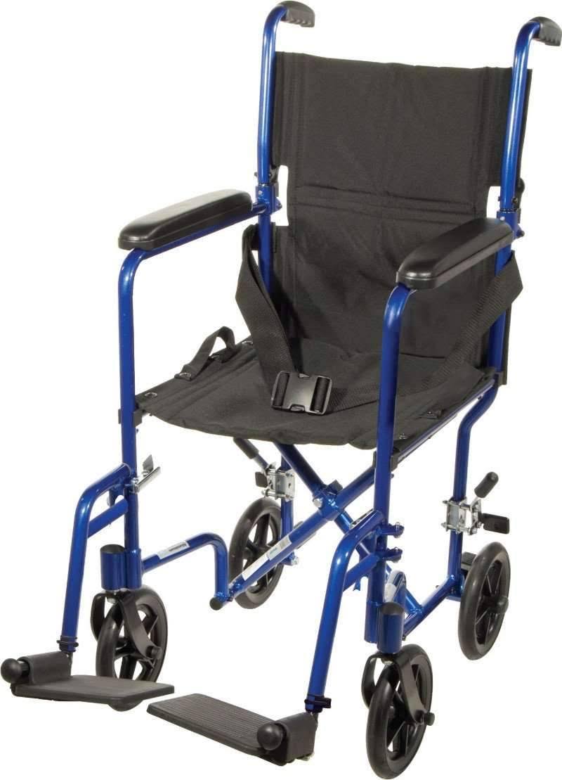 Lightweight Transport Wheelchair, 19x22 Seat, Silver I812