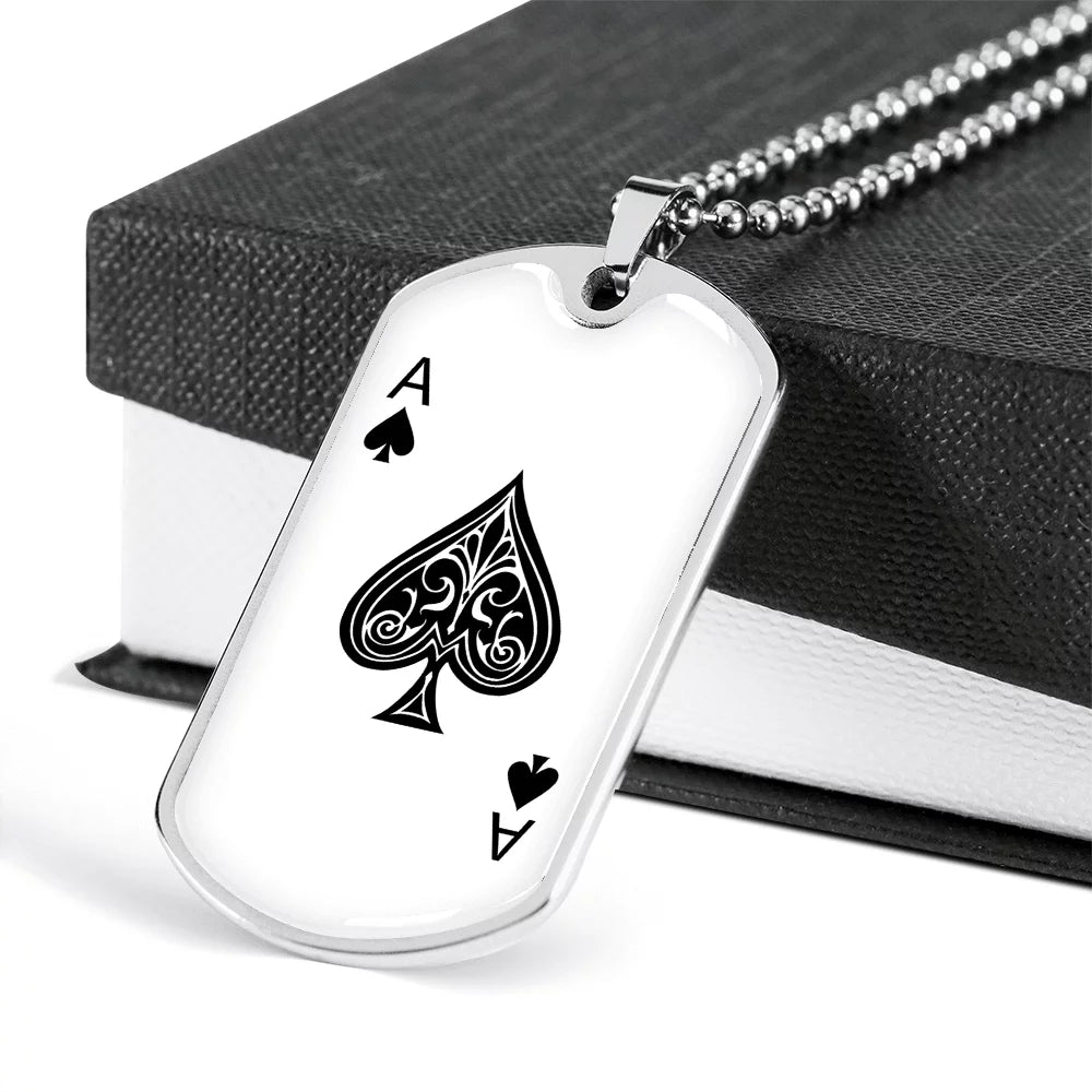 Stainless Steel or 18k Gold Dog Tag Necklace V402