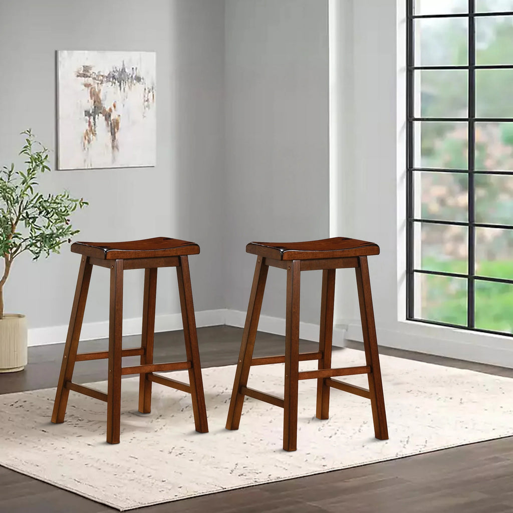 Chestnut Wooden Bar Stools Set of 2 K2134