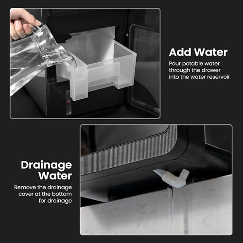 Clear Ice Cube Makers, 26Lbs/24H, Portable Countertop, Self-Cleaning, Black S9982