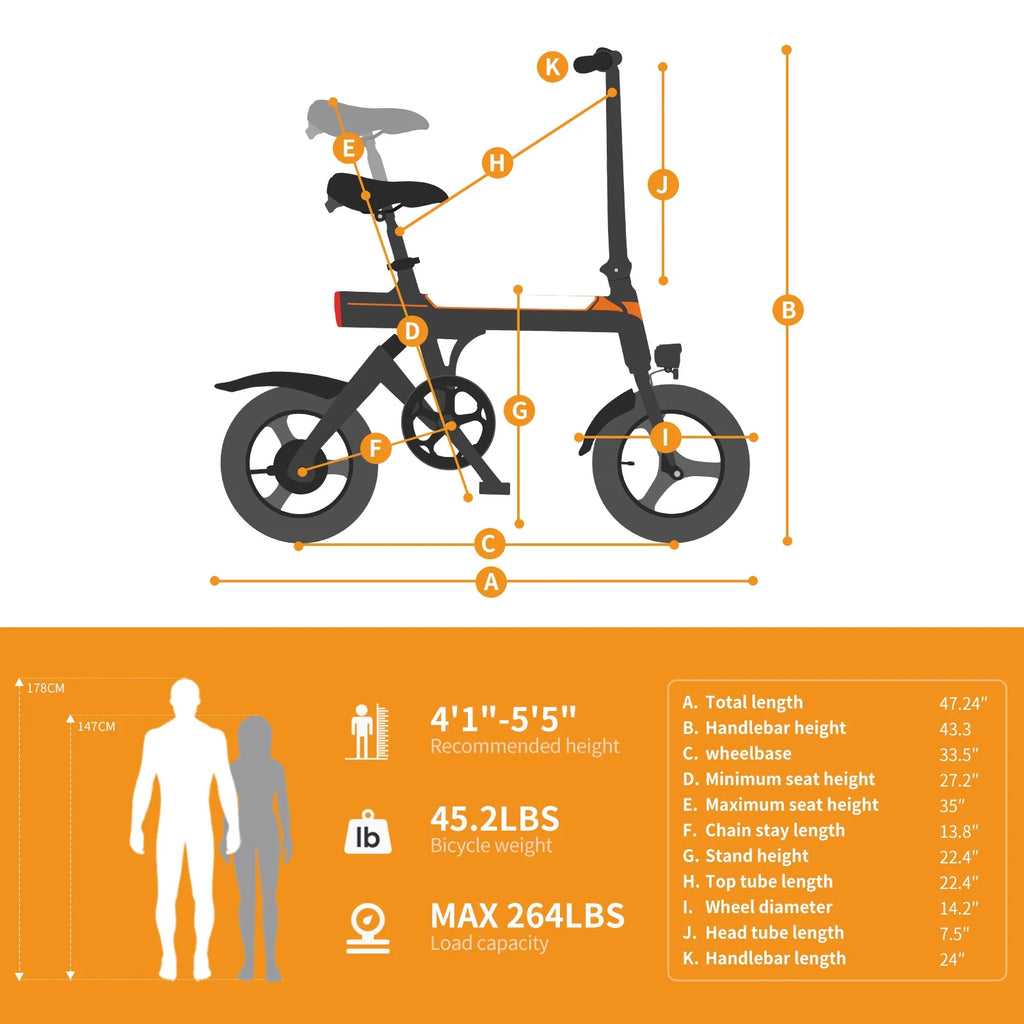 14 Folding Electric Bike with 350W Motor N1452