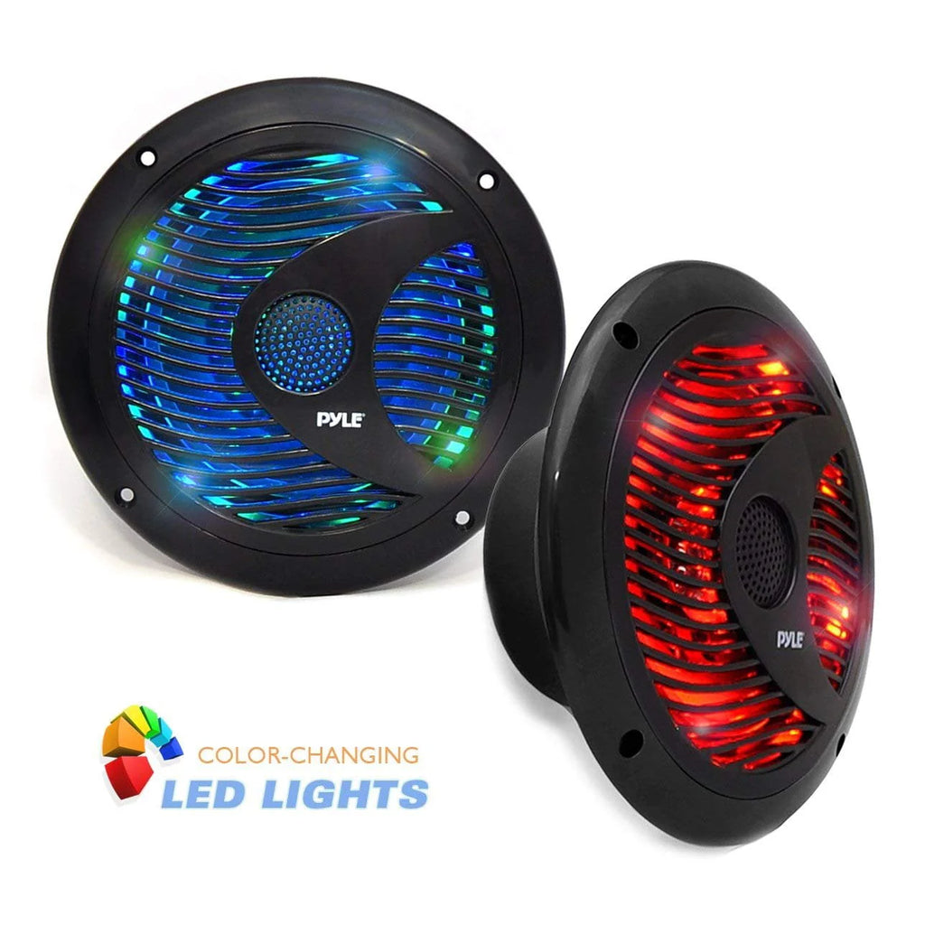6.5 Waterproof Marine Grade Dual Speakers with LED Lights, 150 Watt, Black Q203