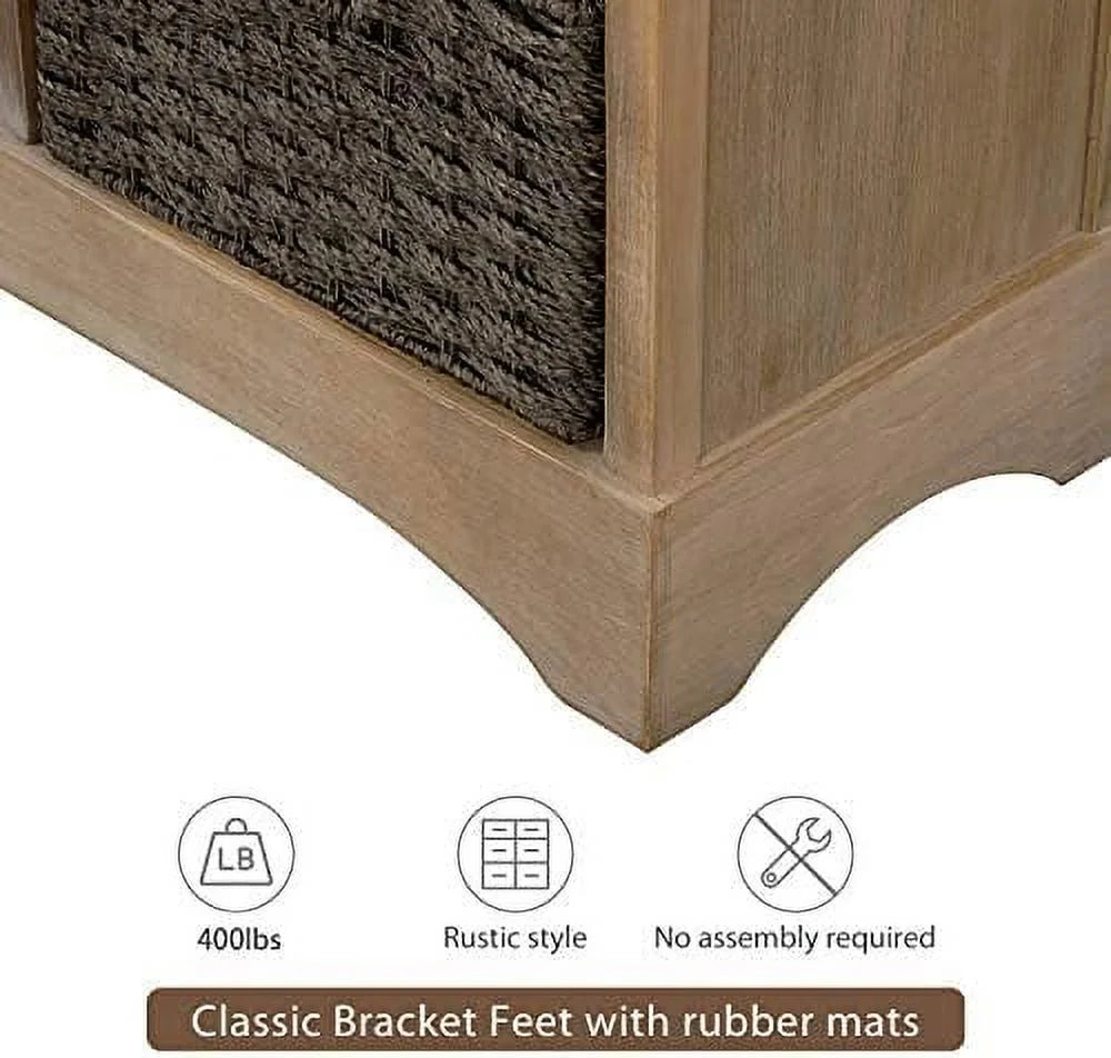 Chest Cabinet Unit with 2 Wood Drawers and 4 Wicker Baskets Y13562