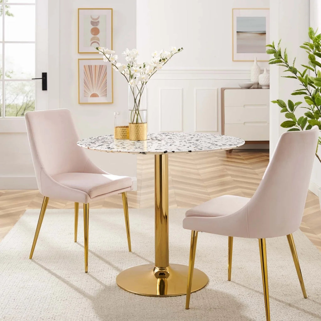 36" Round Terrazzo Metal Dining Table H401650