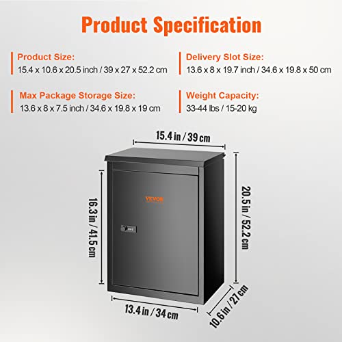 Extra Large Galvanized Steel Lockable Parcel Drop Box K243637