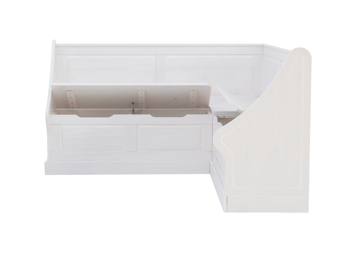 Backless Corner Dining Nook with Storage, Seats 4, Natural and White Q819453